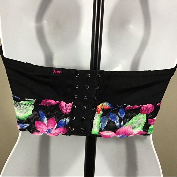 Victoria’s Secret Pink Bustier Bra Floral Lace 34B - Picture 4 of 8
